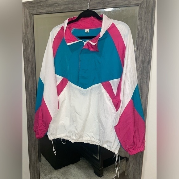 Blue pink and white vintage track windbreaker - Picture 1 of 6
